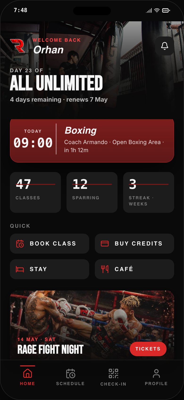 Rage Members App on phone